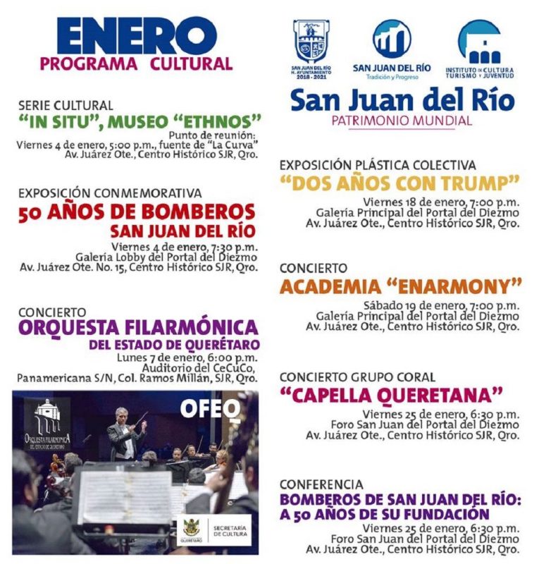 Presentan Programa Cultural Enero 2019 en San Juan del Río 2