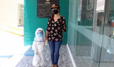 Niño Astronauta, protección anticovid-19 en el IMSS de Oaxaca