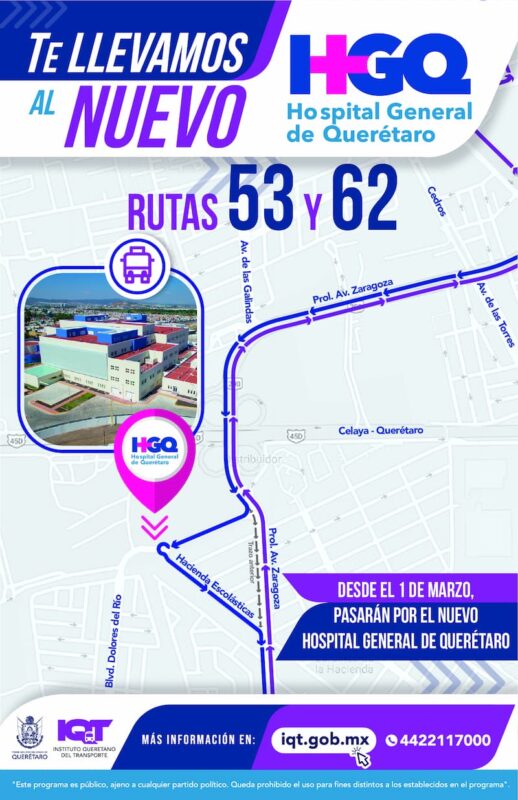 Ruta Hospitales te llevará al Nuevo Hospital General de Querétaro