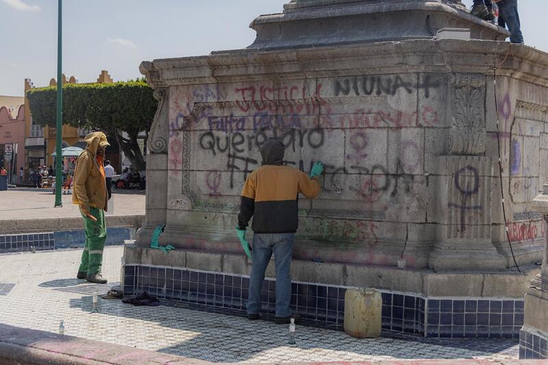 Pintas en monumentos históricos de San Juan del Río causaron agravio al patrimonio