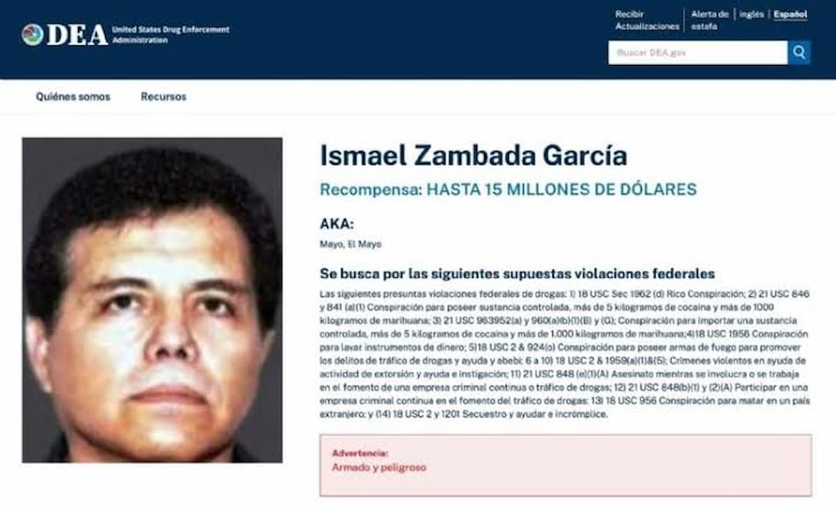 Departamento de Justicia de EU confirma detención de El Mayo Zambada y de Joaquín Guzmán López