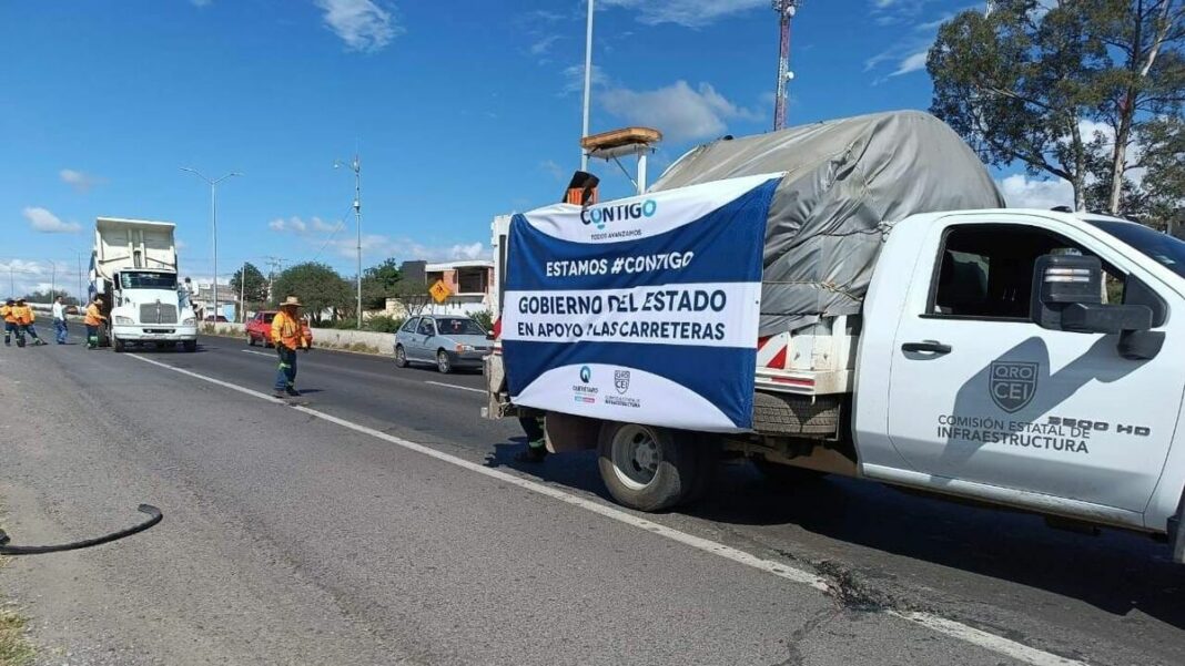 Reparan baches en la carretera San Juan del Río-Tequisquiapan