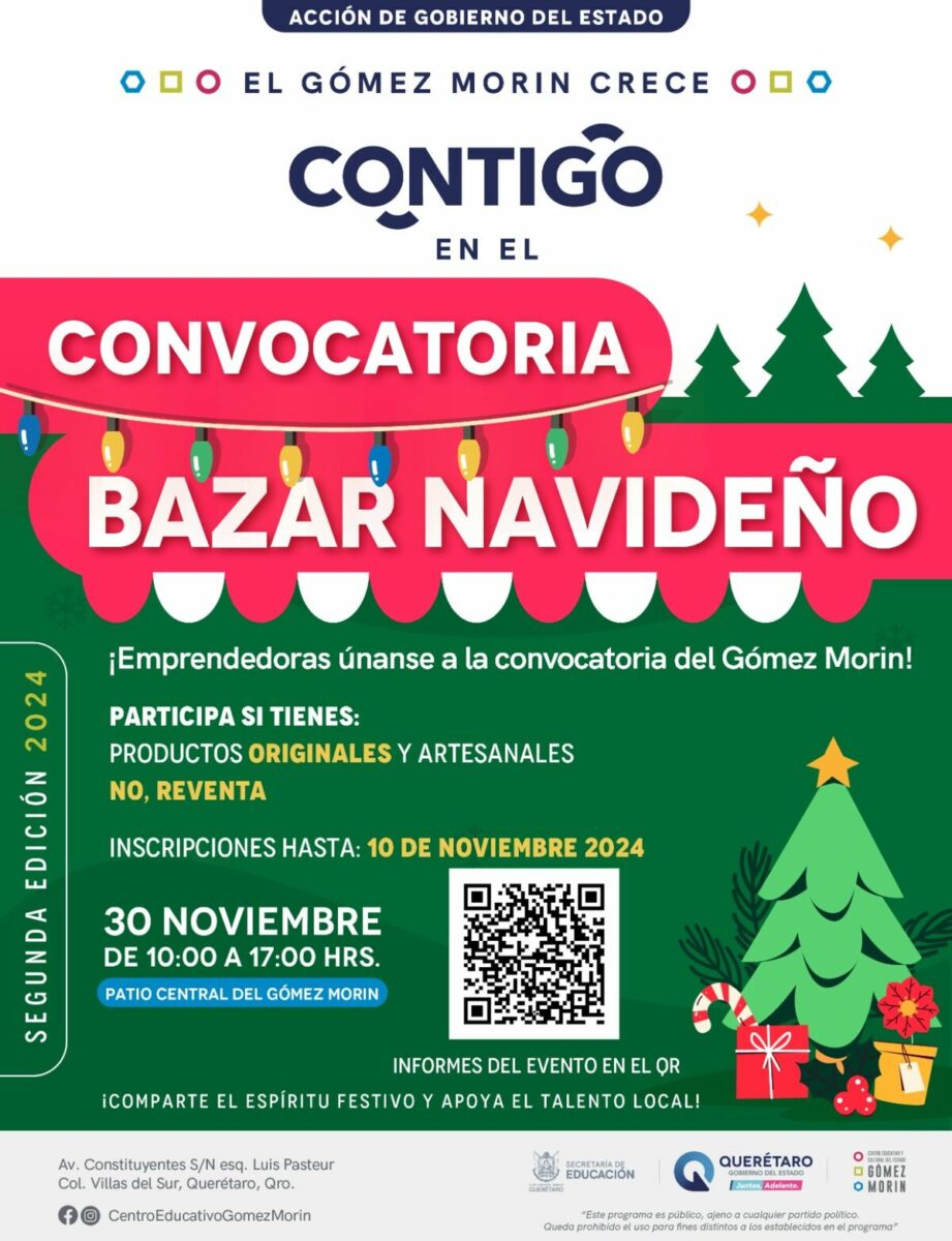 Gómez Morin será sede de el Bazar Navideño 2024